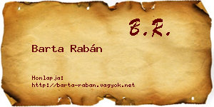 Barta Rabán névjegykártya